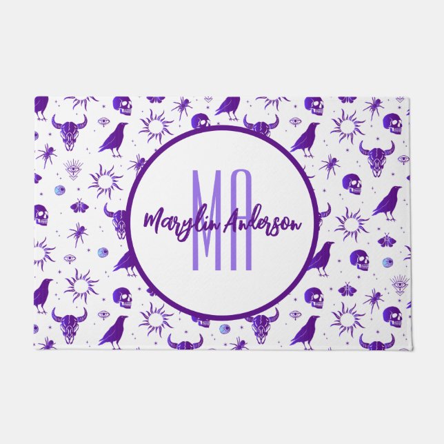 PAILLASSON HEUREUX HALLOWEEN ÉFFRAYANT MONOGRAMME PERSONNALIS (Devant)