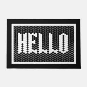 Paillasson Hex carreaux noir et blanc design moderne hello no