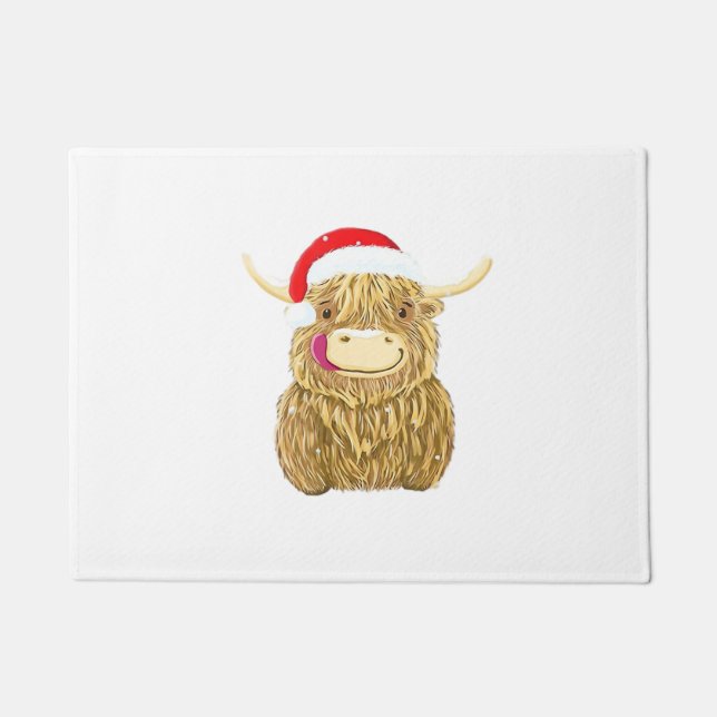 Paillasson Highland Cow Joyeux T-shirt Neige de Noël Essentia (Devant)