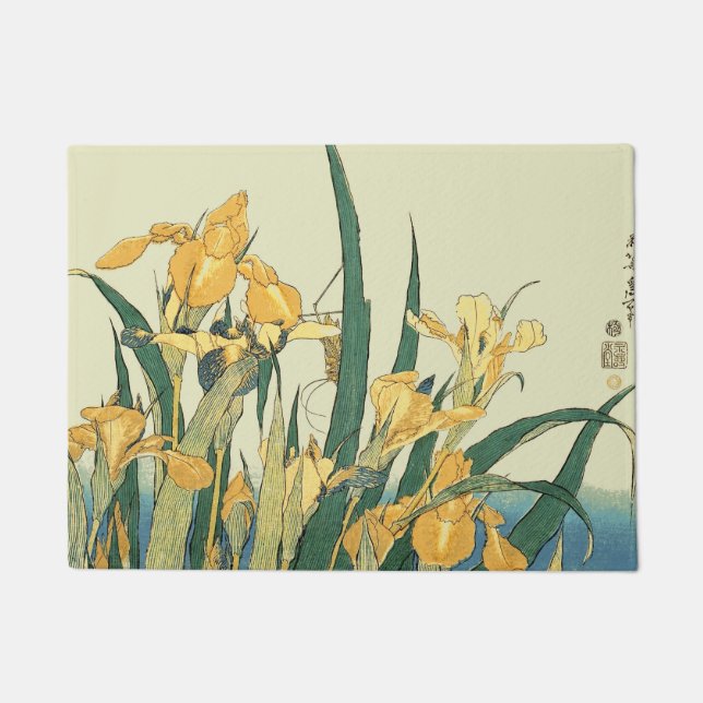 Paillasson Hokusai grasshopper et iris Japon (Devant)