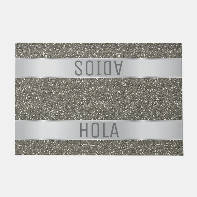 Paillasson Hola Adios Espagne Typographie Parties scintillant (Devant)