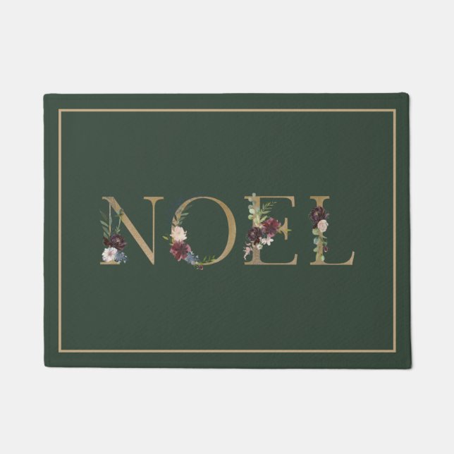 Paillasson Holiday Noel Élégante Typographie Florale (Devant)