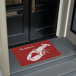 Paillasson Homard rouge et blanc Personnalisé
