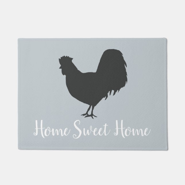 Paillasson Home Sweet Home Rooster Gris Plancher Mat (Devant)