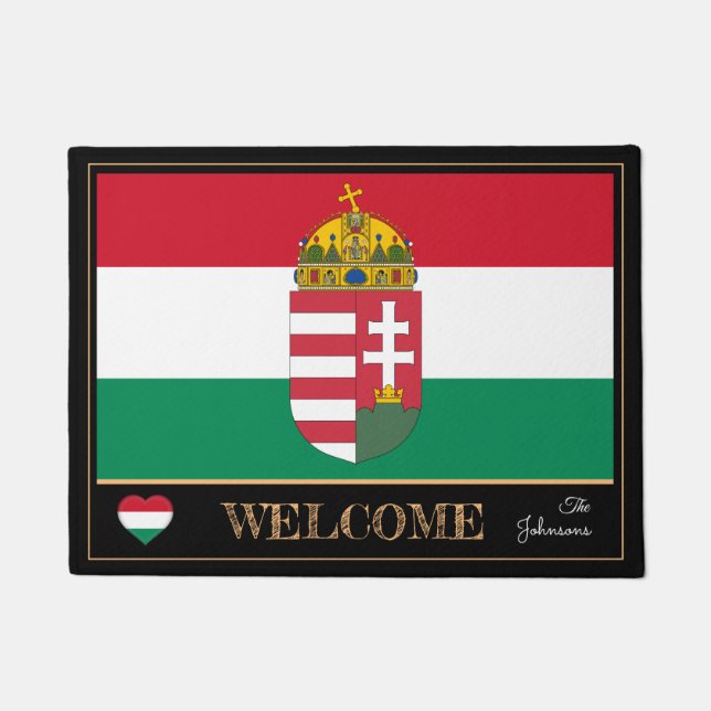 Paillasson Hongrie & Hongrois Flag house mats/sports Bienvenu (Devant)