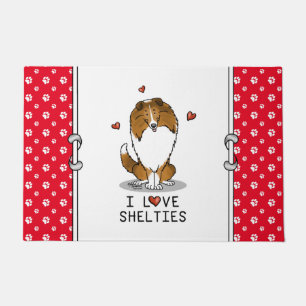 Paillasson I Love Shelts (sable 2) Shetland Sheepdogs mignonn