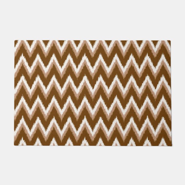 Paillasson Ikat Chevron Stripes - Chocolat Brown & Beige (Devant)