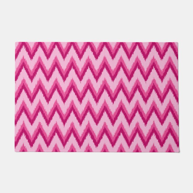 Paillasson Ikat Chevron Stripes, Fuchsia et Pale Pink (Devant)