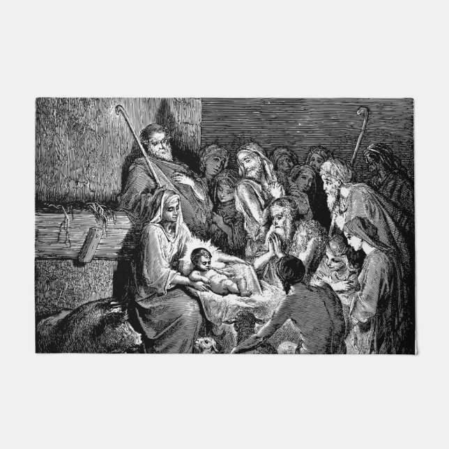 Paillasson Illustrated Christmas Nativity Scene (Devant)