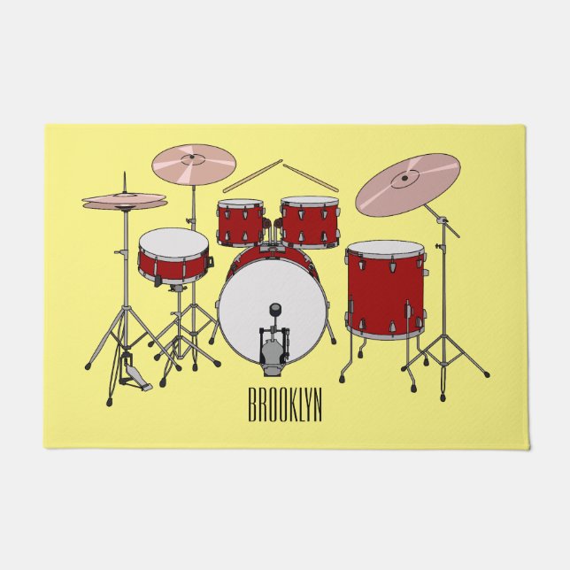 Paillasson Illustration de kit de batterie (Devant)