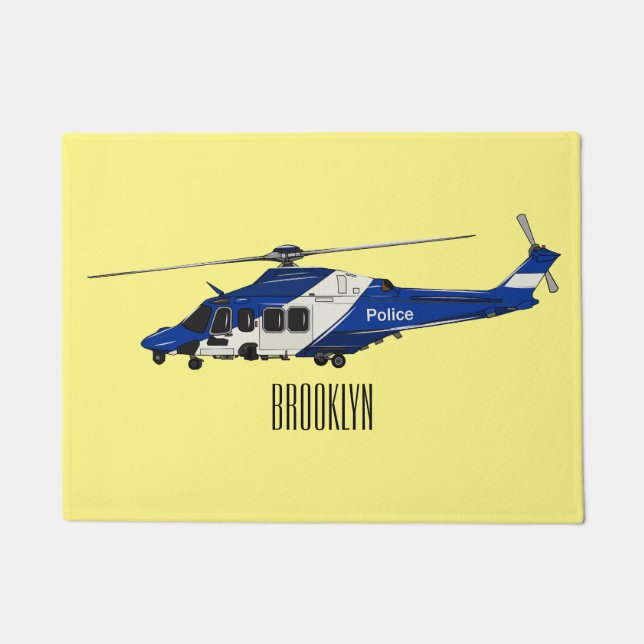 Paillasson Illustration de l'hélicoptère de police (Devant)