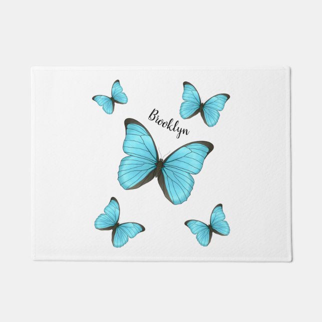 Paillasson Illustration de papillons Morpho (Devant)