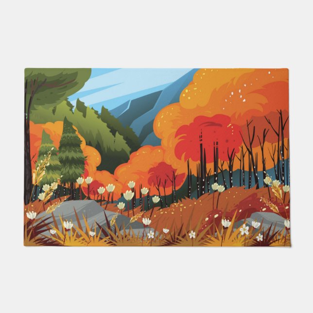 Paillasson Illustration du paysage d'automne (Devant)