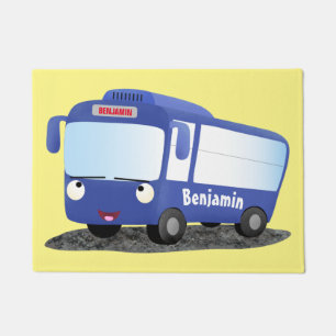 Paillasson Illustration d'un bus moderne bleu mignon