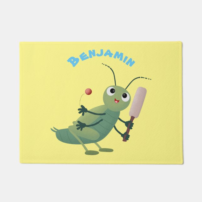 Paillasson Illustration d'un insecte du cricket vert mou (Devant)