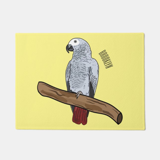 Paillasson Illustration d'un perroquet gris en Afrique (Devant)