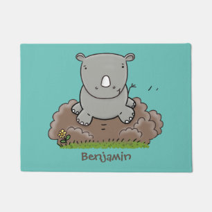 Paillasson Illustration d'un petit rhinocéros