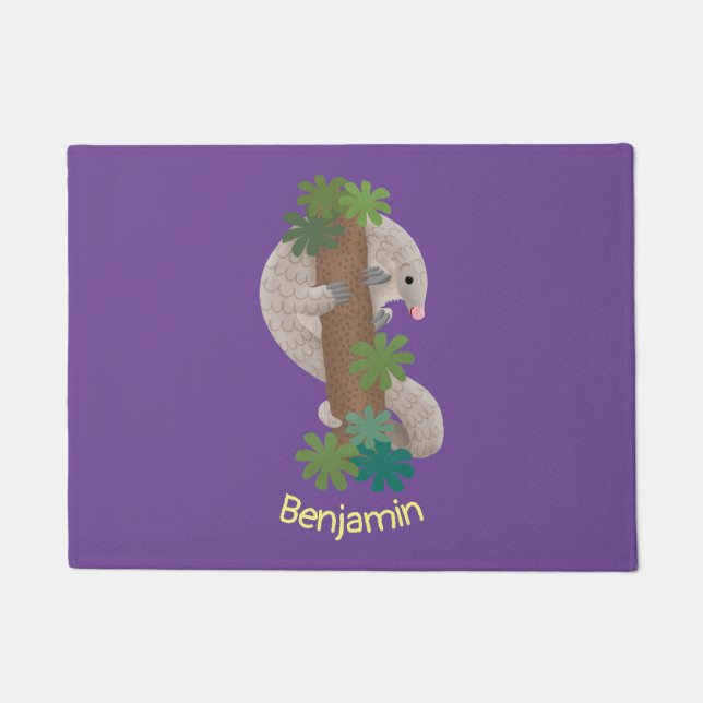 Paillasson Illustration d'une anteure de pangolin mignonne (Devant)