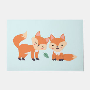 Paillasson Illustration graphique des renards orange mignons