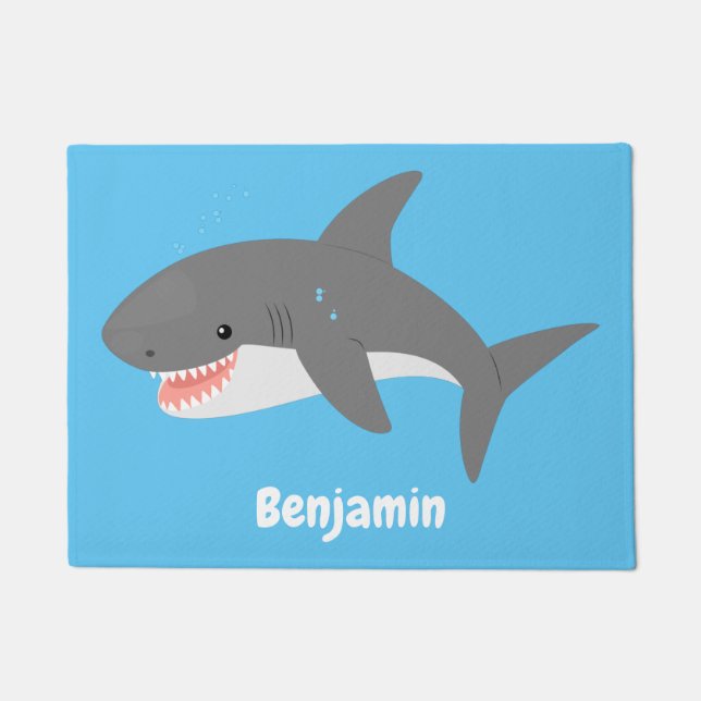 Paillasson Illustration joyeuse du grand requin blanc (Devant)