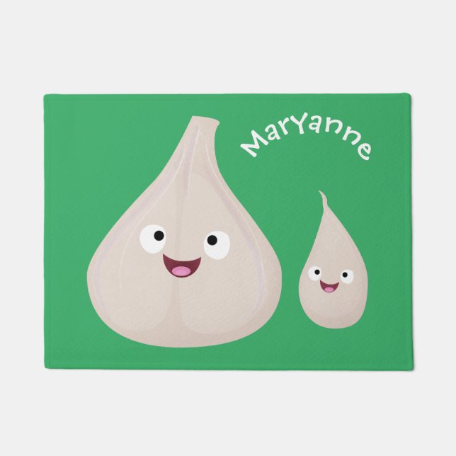 Paillasson Illustration végétale de caricature à l'ail mignon (Devant)