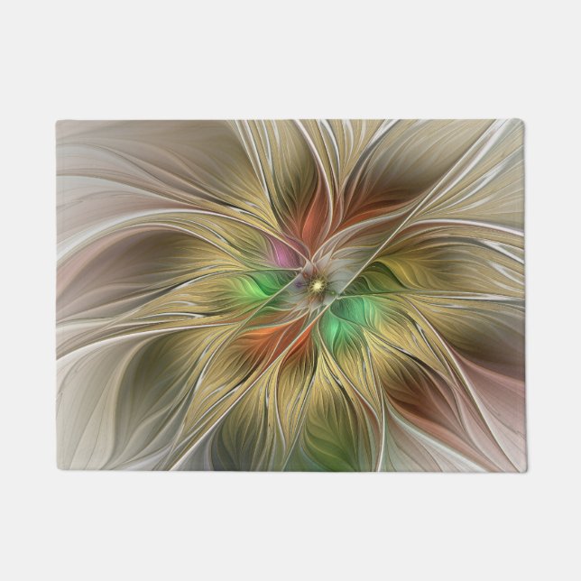 Paillasson Imaginaire Floral Avec Or Moderne Abstrait Fractal (Devant)