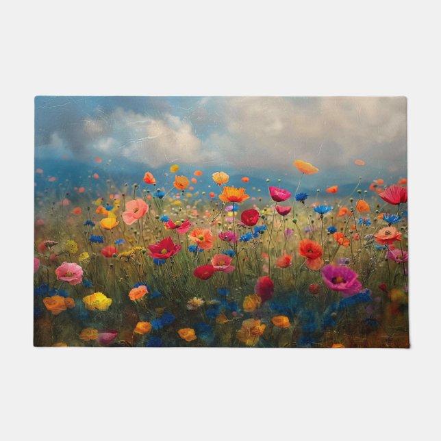 Paillasson Impressionniste Fleur sauvage vibrant (Devant)