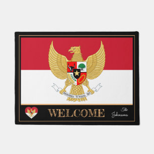 Paillasson Indonésie & Indonésie Drapeaux / sports Bienvenue