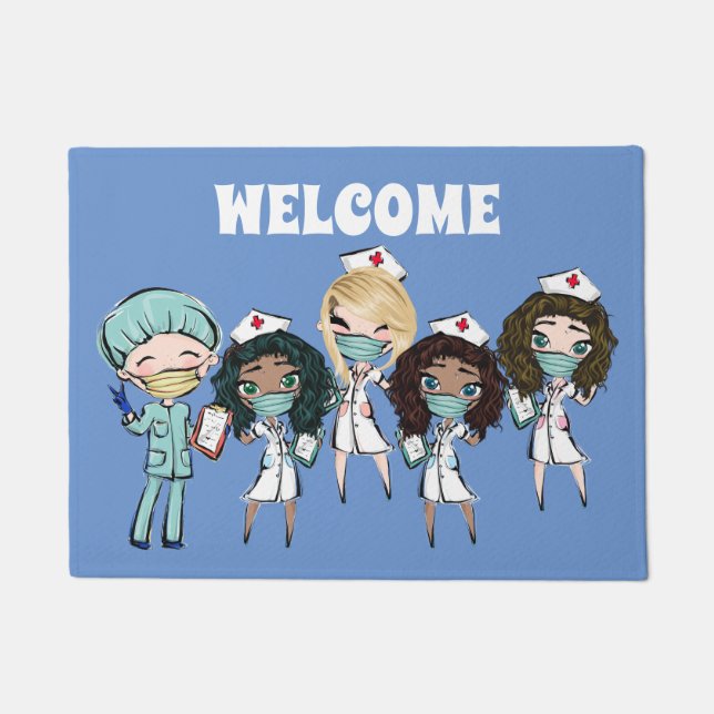 Paillasson Infirmière Illustration clinique hospitalière de b (Devant)