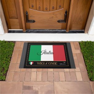 Paillasson Italie & Italie Drapeau maison mat / sports Bienve