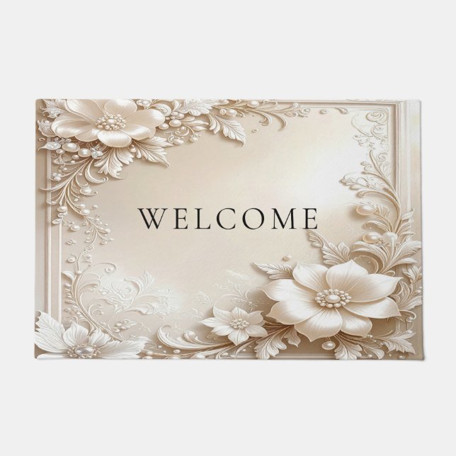 Paillasson Ivory Flowers Doormat (Devant)