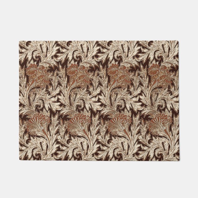 Paillasson Jacobean Flower Damask, Taupe Tan et Crème (Devant)