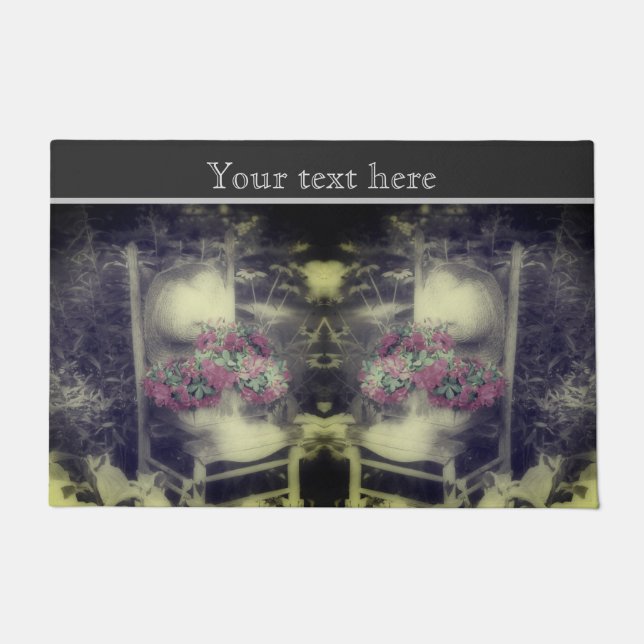 Paillasson Jardin de fleurs Couleur partielle Vintage Personn (Devant)