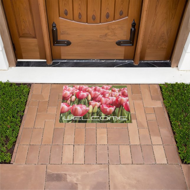 Paillasson Jardin des Tulipes roses Accueil floral (De plein air)