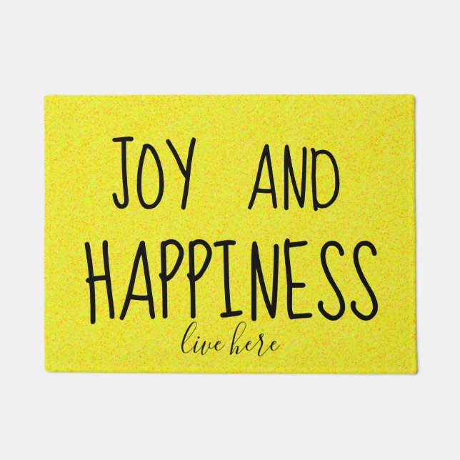 Paillasson Jaune magnifique vivant de JOIE et de BONHEUR ici (Devant)