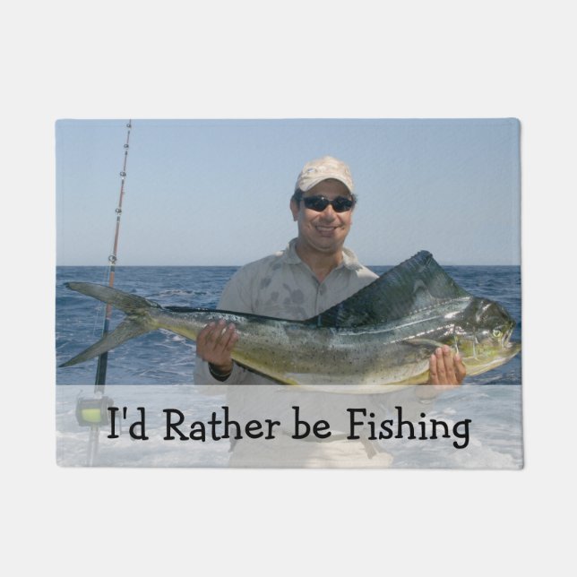 Paillasson Je préférerais être Pêcher Photo Porte-Mat Personn (Devant)