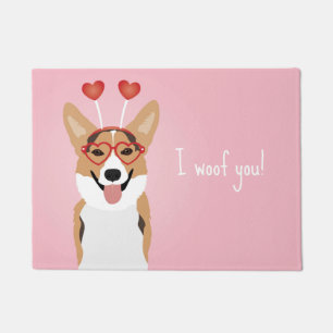 Paillasson Je te veux le Corgi Chien Valentines Jour