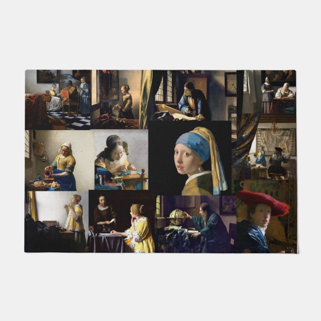 Paillasson Johannes Vermeer - Patchwork de chefs-d'oeuvre (Devant)