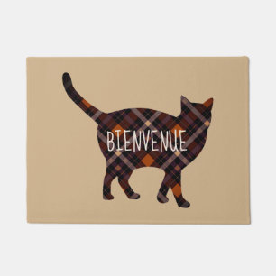 Paillasson Joli chat à carreaux - Bienvenue