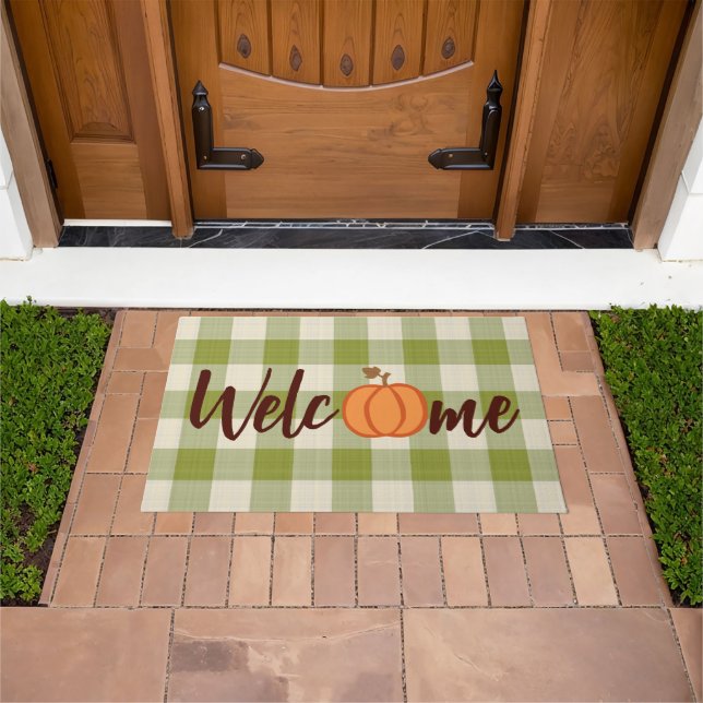 Paillasson Joli Citrouille Bienvenue Wordart Sur Fall Green E (De plein air)