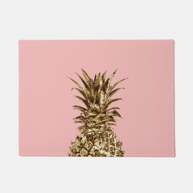 Paillasson Joli élégant or girly & ananas rose pastel (Devant)