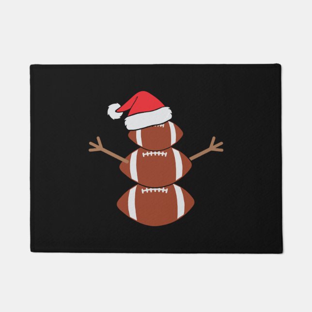 Paillasson Joli Noël Football Snowman Santa Hat Funny (Devant)
