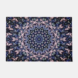 Paillasson Jolie entrée florale "MANDELA" Flower bLUE Bienven