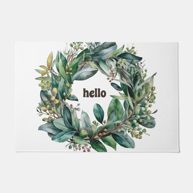 Paillasson Jolie feuille d'eucalyptus couronne, verdure (Devant)