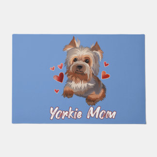 Paillasson jolie maman yorkie illustration yorkshire terrier 