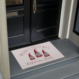 Paillasson Jolis nains de Noël en faux bois rustique pour la 