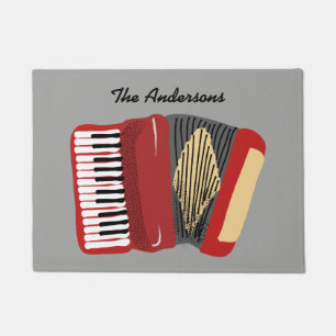 Paillasson Joueur d'Accordion personnalisé rouge et gris