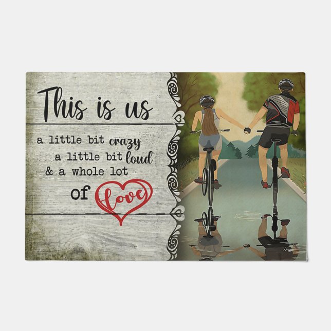Paillasson Jovely Couples Riding Vélo Mat, Love Citations Cad (Devant)