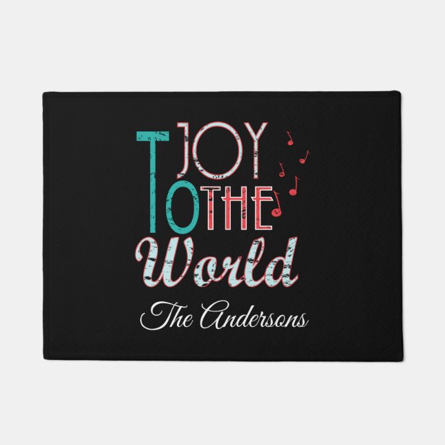 Paillasson Joy to the World Christmas Typography Notes musica (Devant)