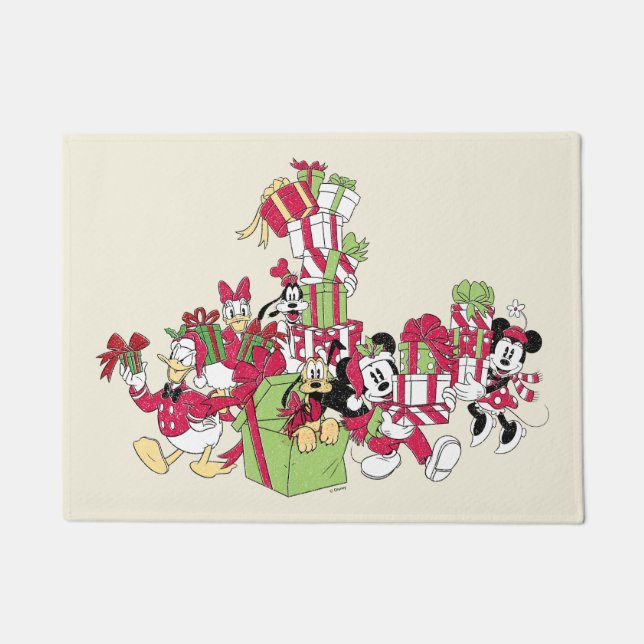 Paillasson Joyeuses fêtes | Mickey & Friends Cadeaux de Noël (Devant)